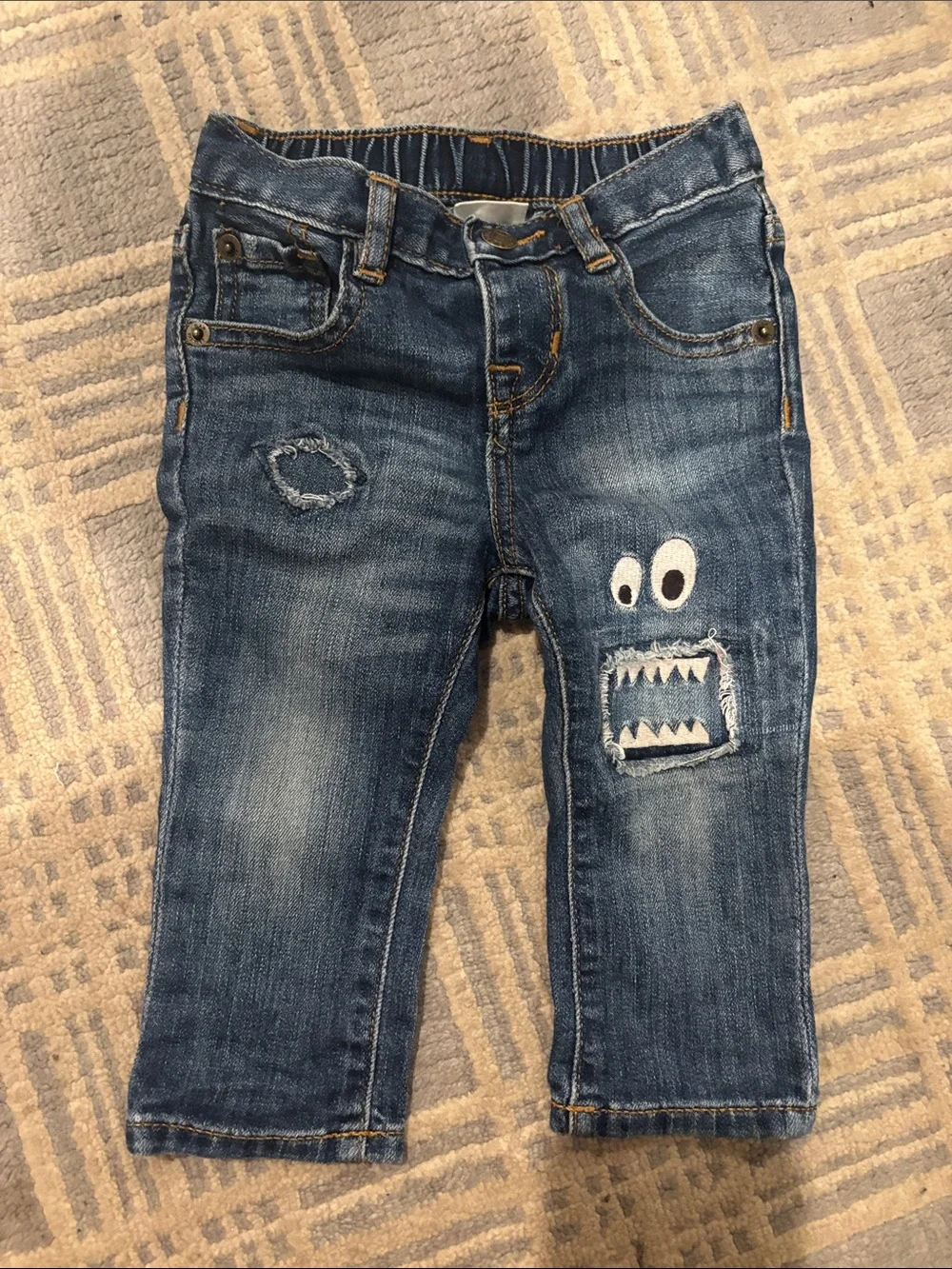 GAP Toddler Dark Blue Denim Jeans with Monster Patch